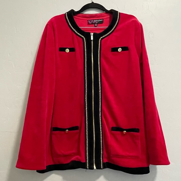 PECK AND PECK ATHLETIC STYLE BLACK AND WHITE JACKET SIZE